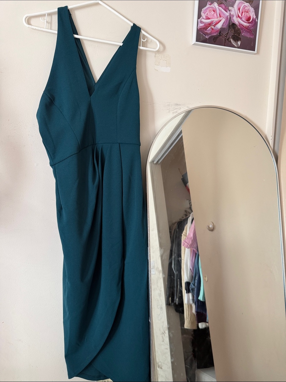 Lulu's Teal V-Neck Midi Dress